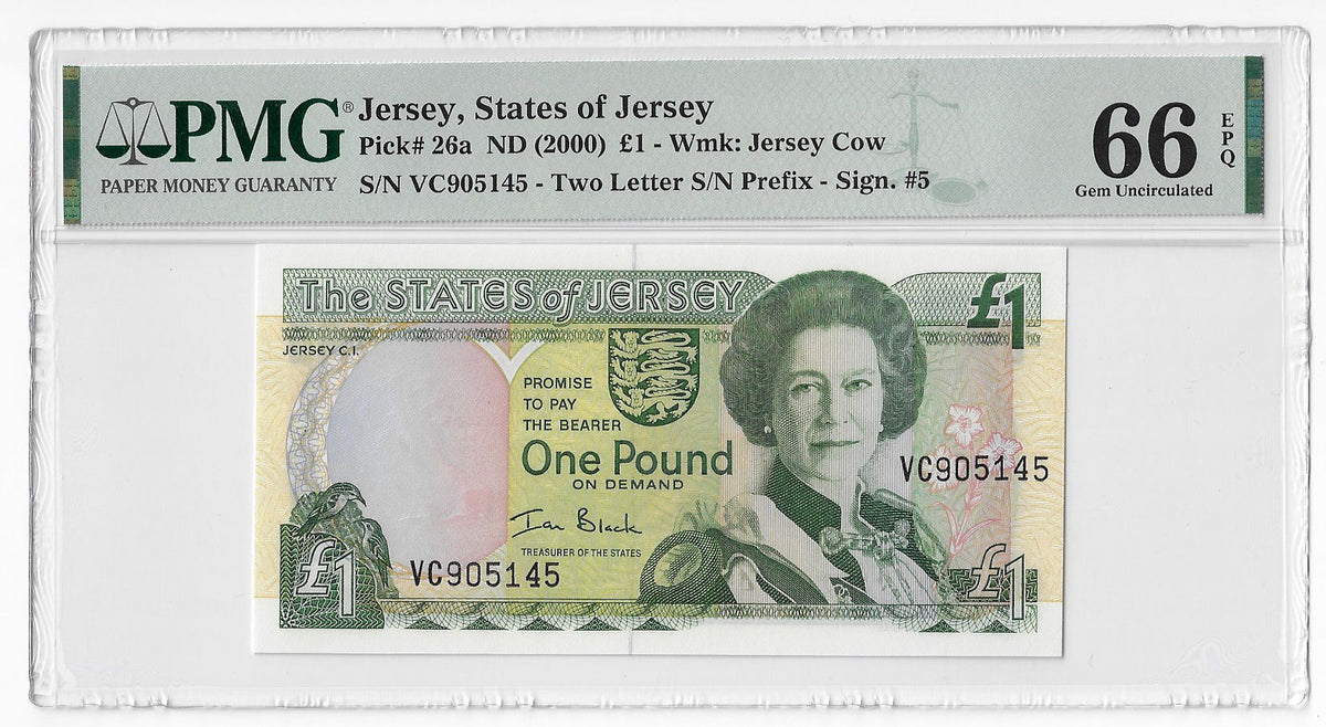 P-026a Jersey 1 Pound 2000 Unc PMG 66 EPQ