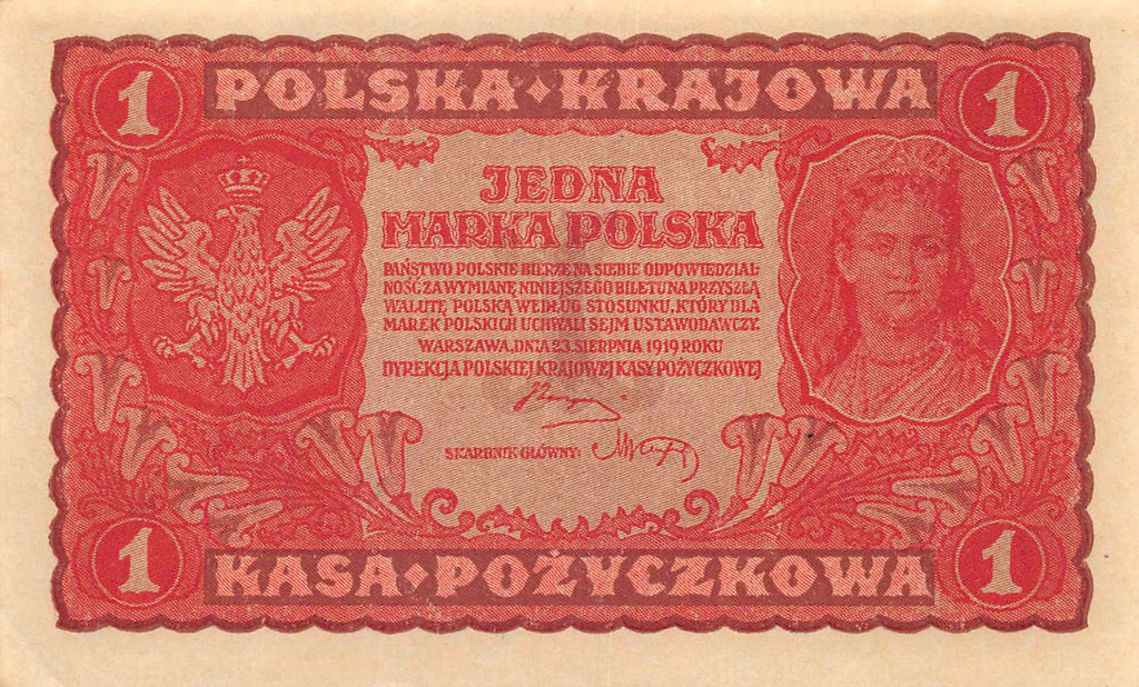 P-023a.2 Polen 1 Marka 1919 Unc