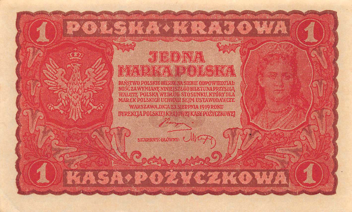 P-023a.2 Polen 1 Marka 1919 Unc