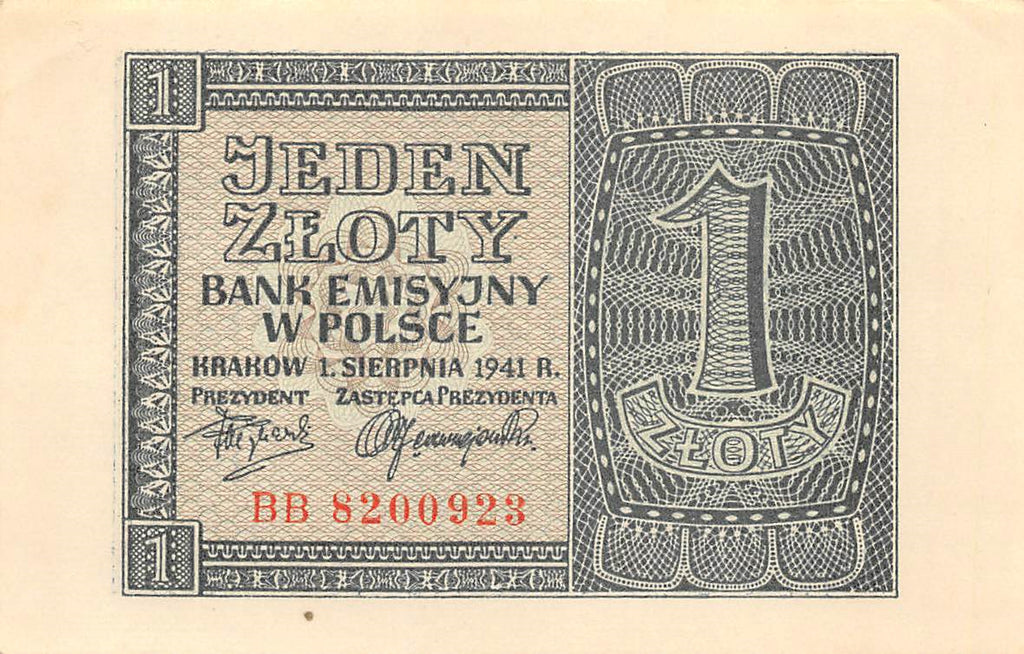 P-099b Polen 1 Zloty 1941 Unc - WWII
