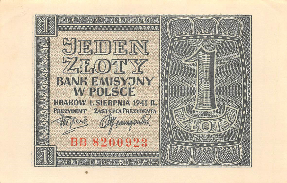 P-099b Polen 1 Zloty 1941 Unc - WWII