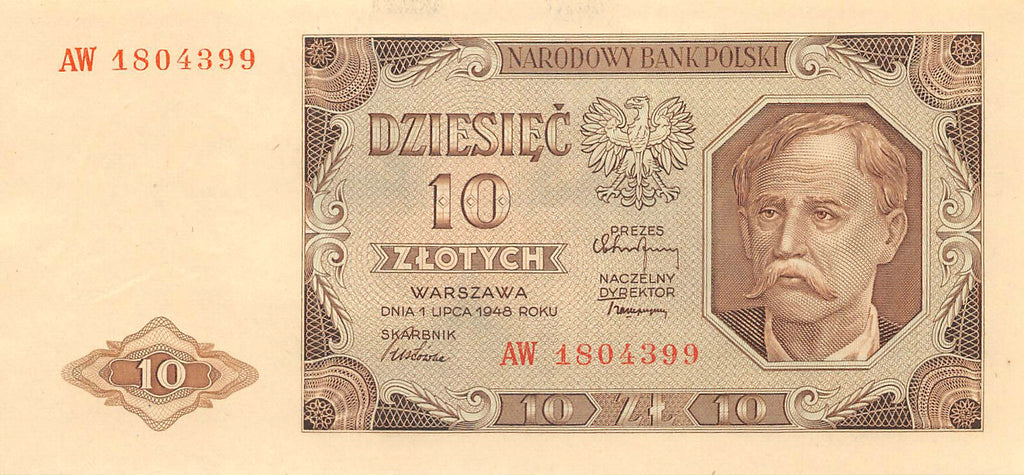 P-136b Polen 10 Zlotych 1948 Unc