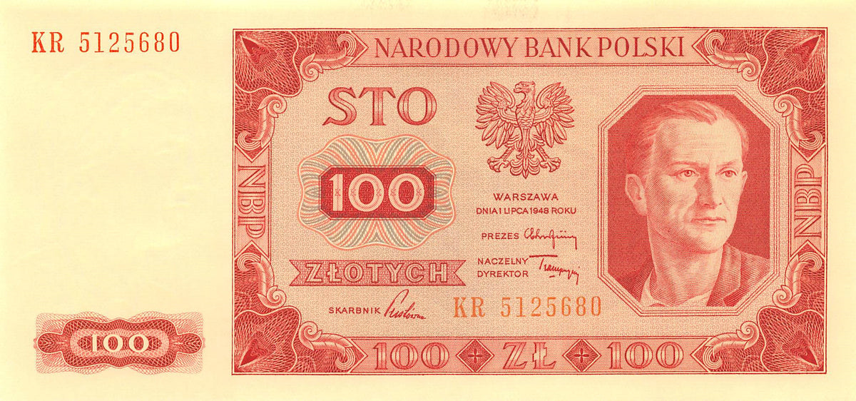 P-139f Polen 100 Zlotych 1948 Unc
