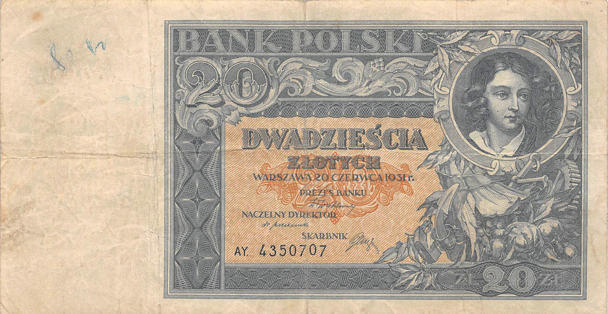 P-073a.2 Polen 20 Zloty 1931 Fine