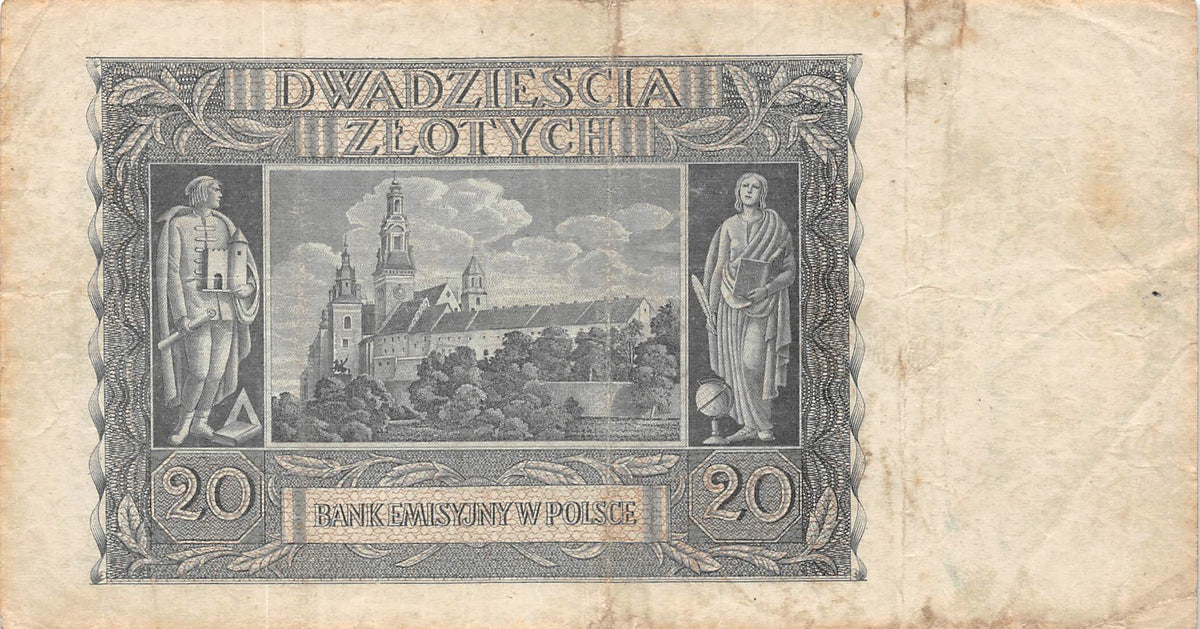 P-095a Polen 20 Zlotych 1940 Vf - WWII