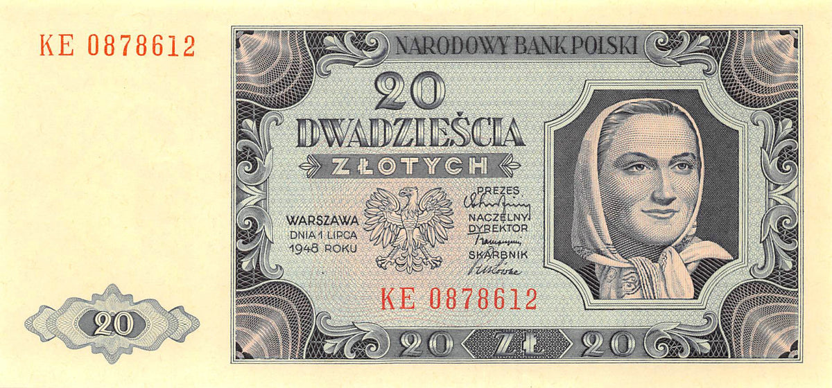 P-137a.5 Polen 20 Zlotych 1948 Unc