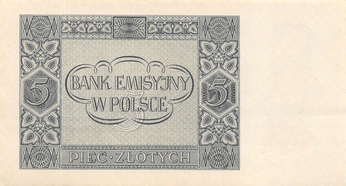 P-101a Polen 5 Zlotych 1941 Unc - WWII