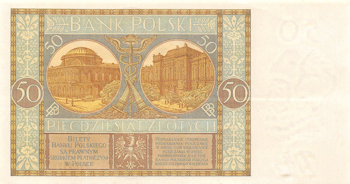 P-071a Polen 50 Zlotych 1929 Unc-