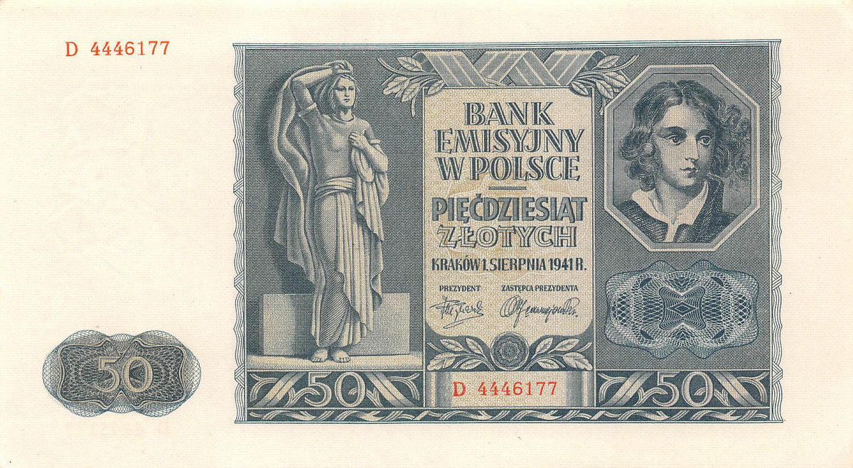 P-102a Polen 50 Zlotych 1941 Unc - WWII