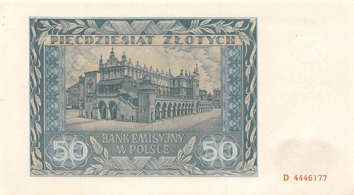 P-102a Polen 50 Zlotych 1941 Unc - WWII