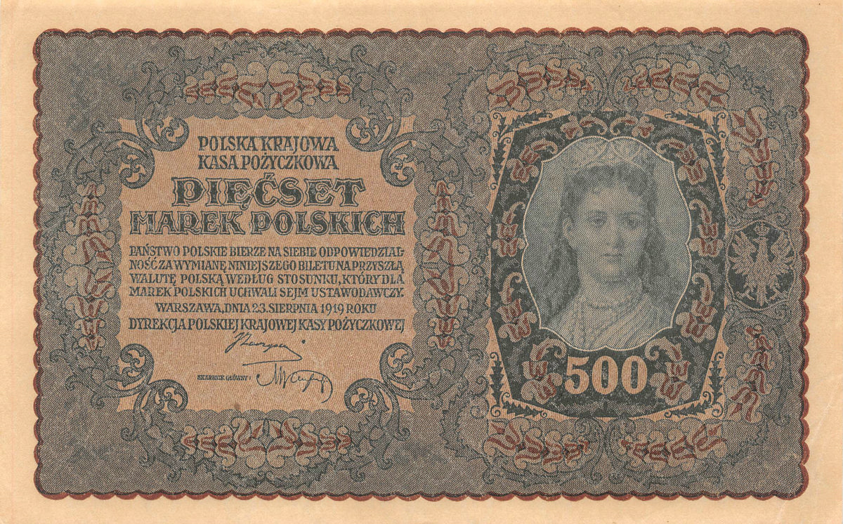 P-028a Polen 500 Marek 1919 Xf