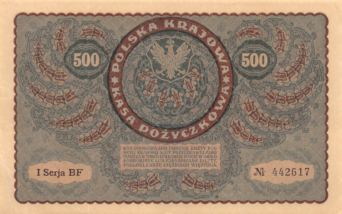 P-028a Polen 500 Marek 1919 Xf