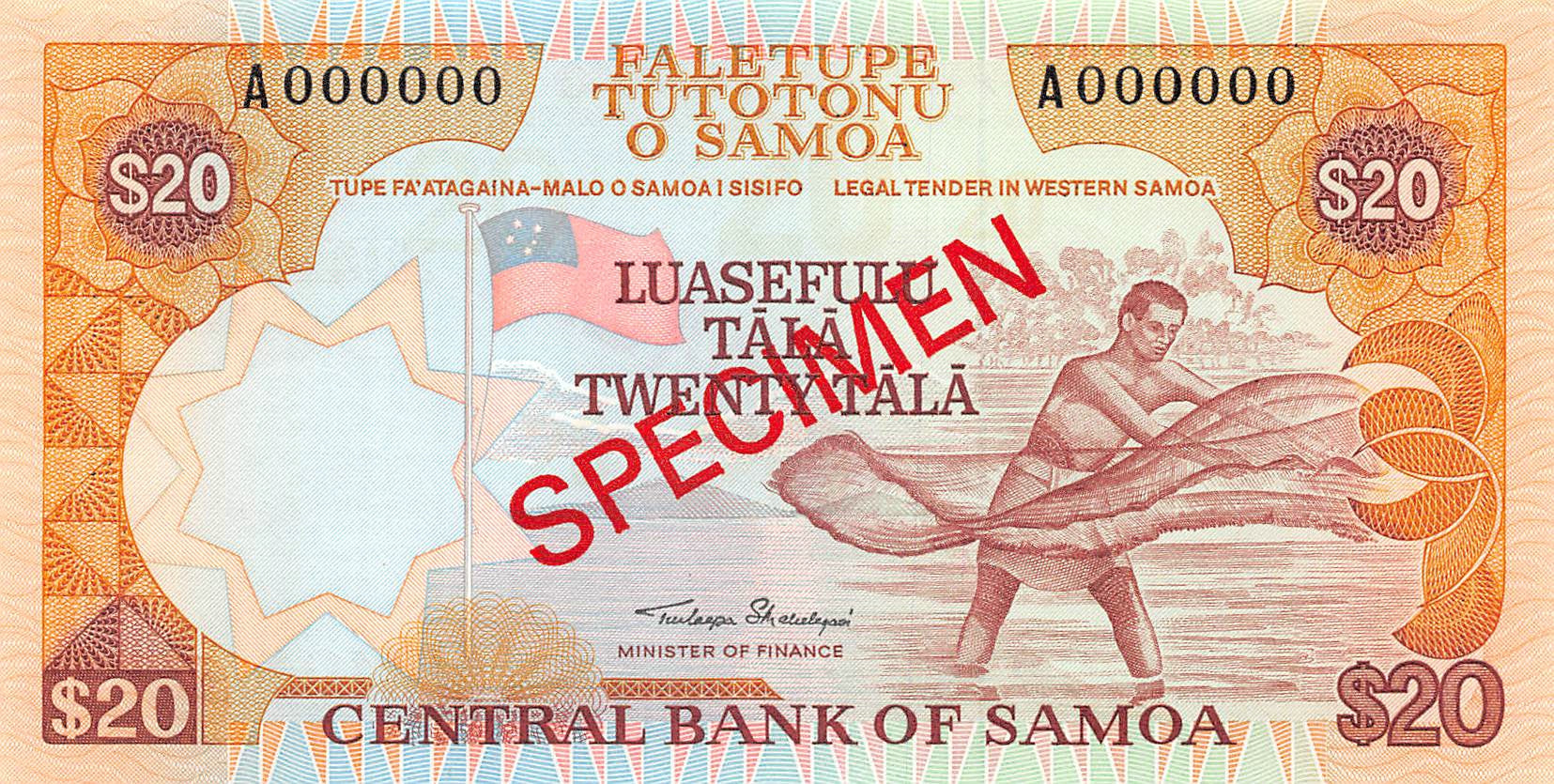 P-28a Samoa 20 Tala 1985 Unc Specimen