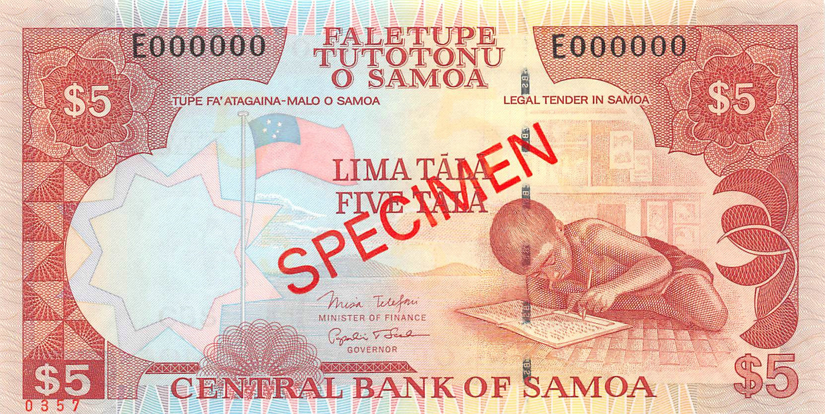 P-33bs Samoa 5 Tala 2005 Unc Specimen