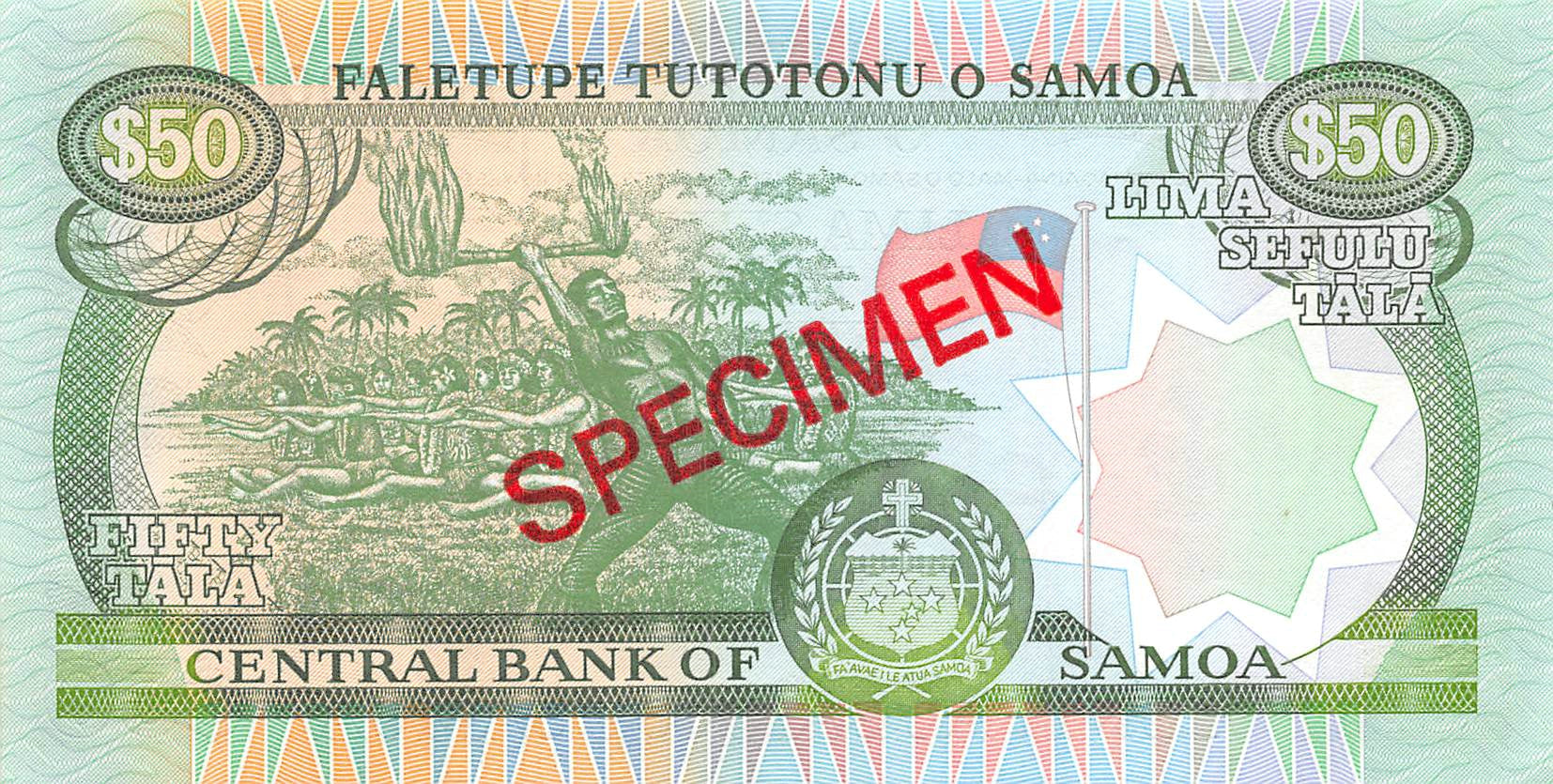 P-29s Samoa 50 Tala 1990 Unc Specimen