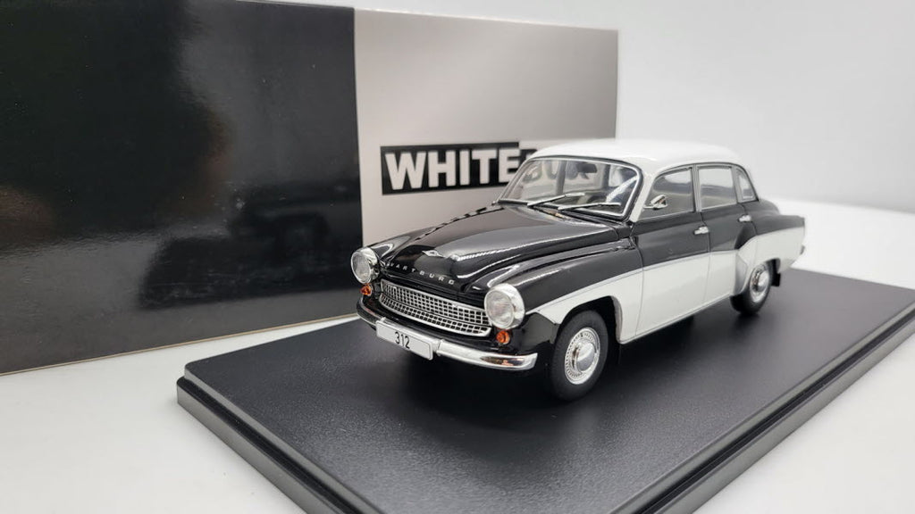Whitebox Wartburg 312 Zwart-Wit 1956 - Schaal 1:24