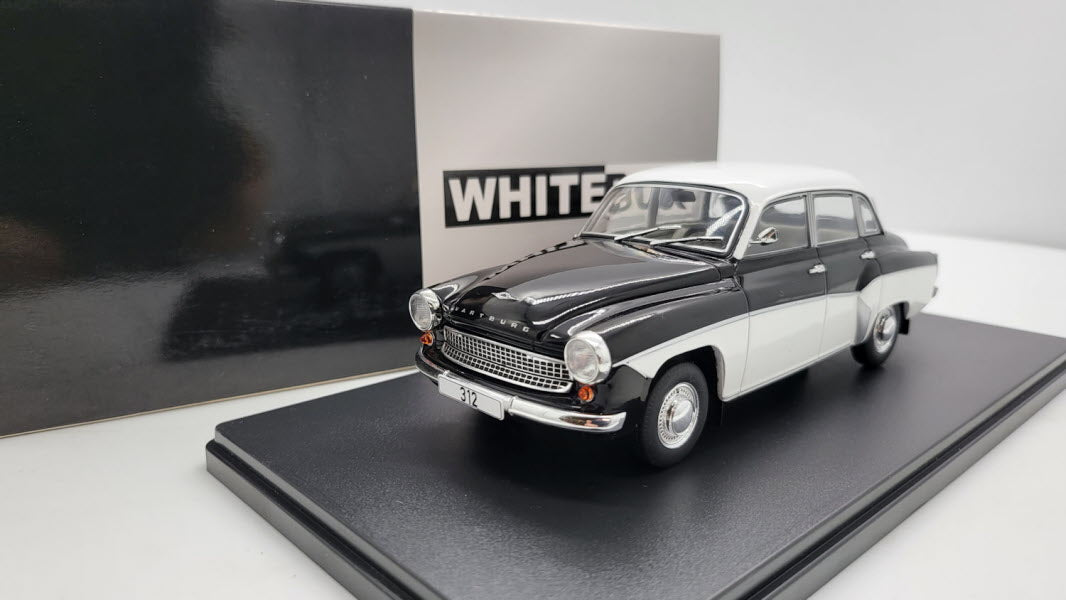 Whitebox Wartburg 312 Zwart-Wit 1956 - Schaal 1:24