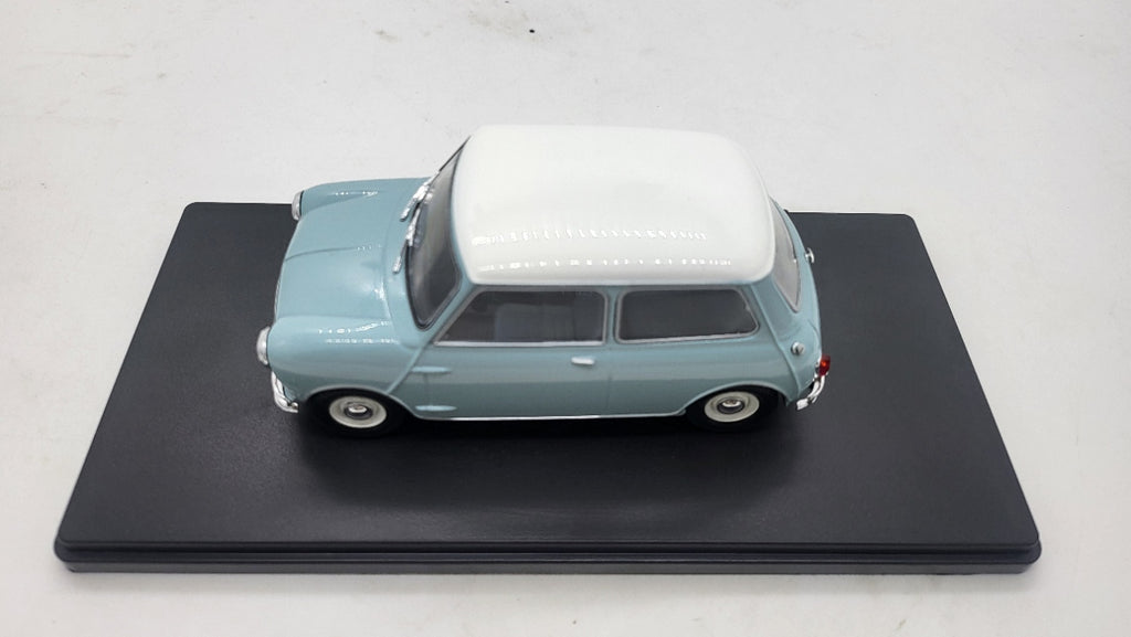WhiteBox Austin Mini Cooper S Lichtblauw met Wit Dak - Schaal 1:24