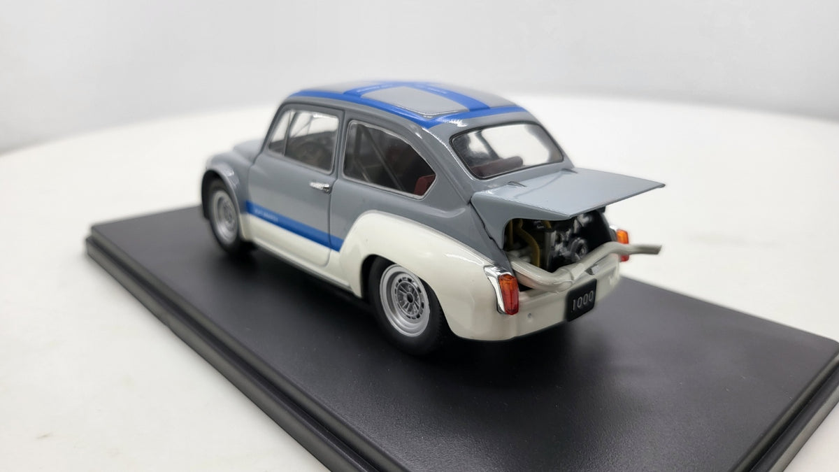 Fiat Abarth 1000 Gr.2 Grijs/Blauw 1970 - WhiteBox 1:24