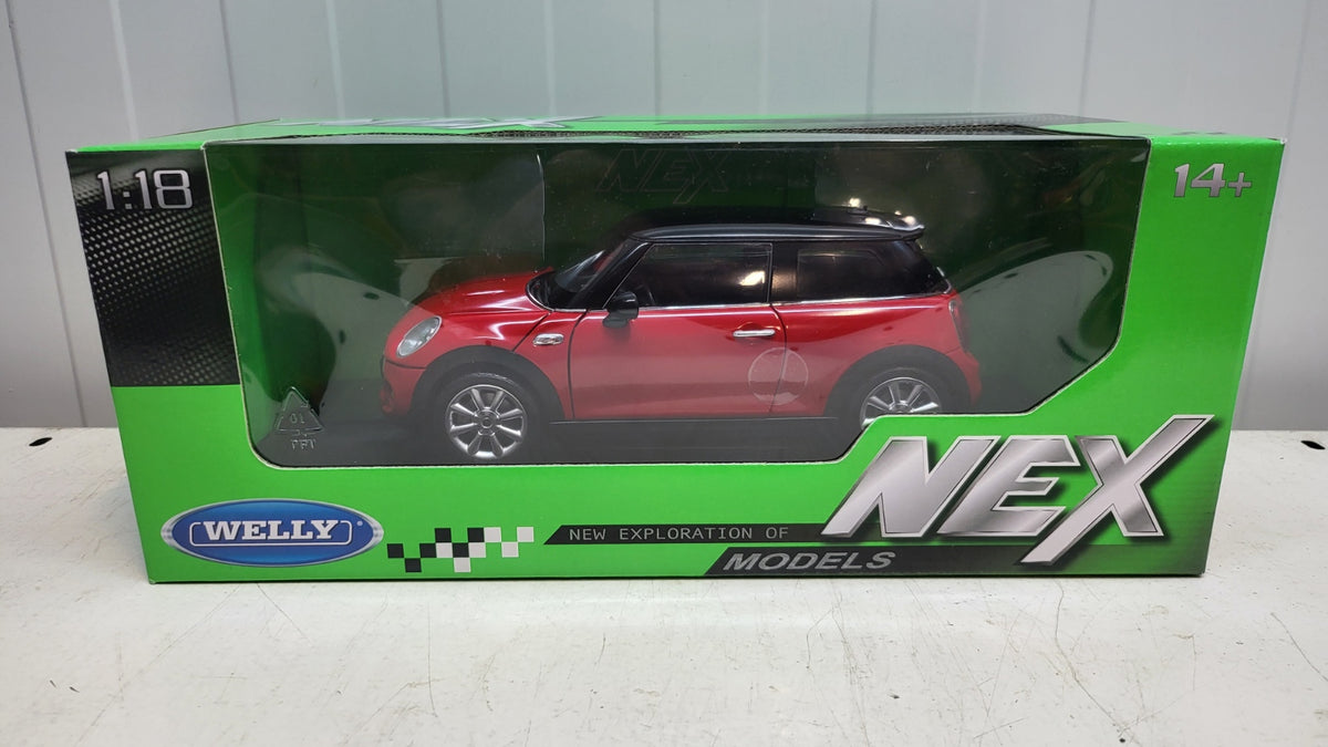 Welly NEX - New Mini Cooper S - Rood/Zwart - 2014 - 1:18