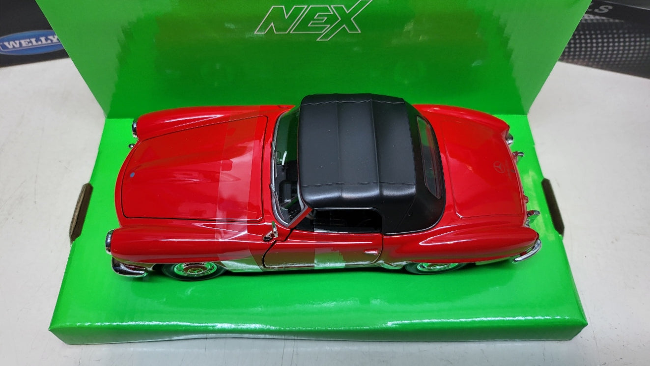 Mercedes-Benz 190 SL (W121) 1955 Rood 1:24 - Welly (WEL24118H-RED)