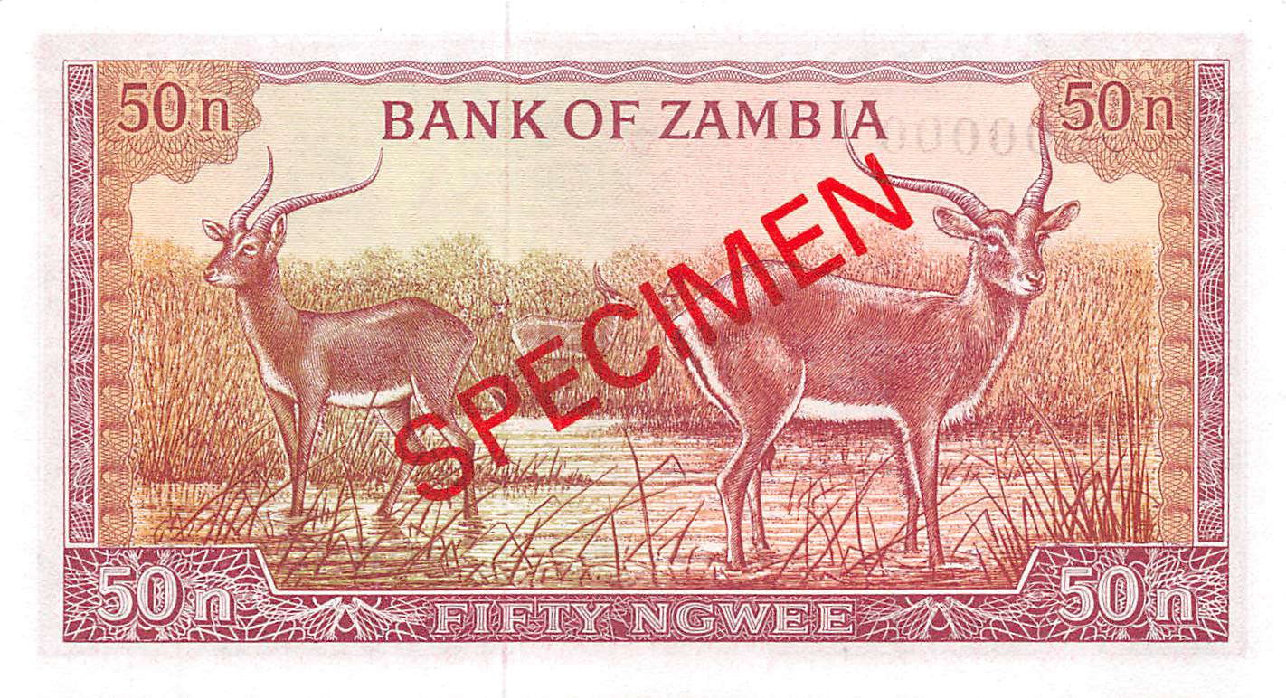 P-009s - Zambia 50 Ngwee 1969 UNC Specimen