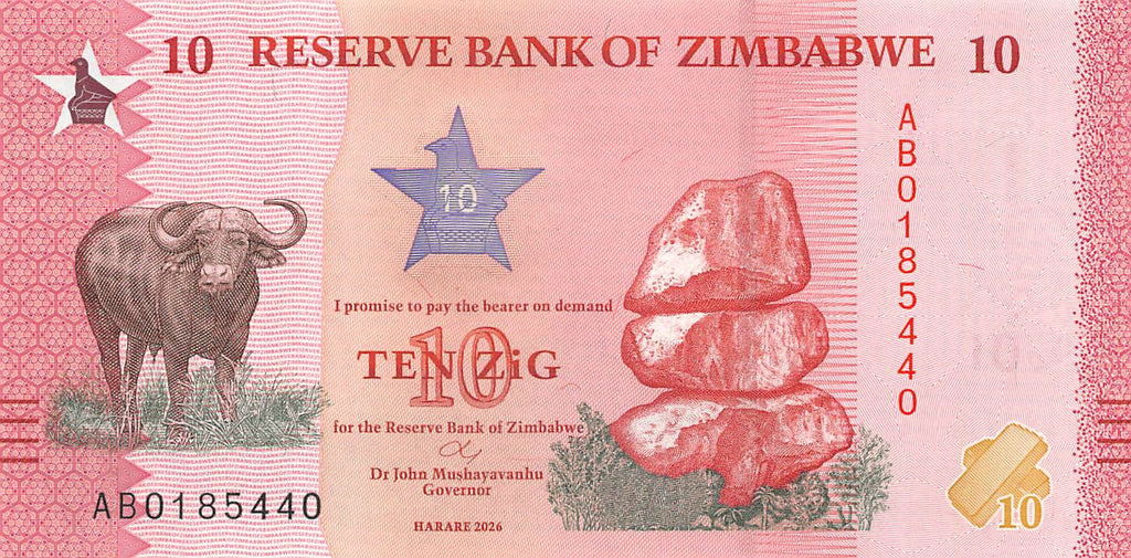 P-115a - Zimbabwe 10 ZiG 2026 Unc