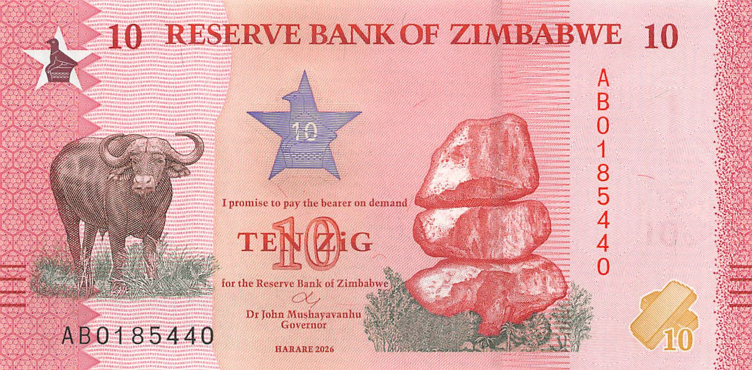 P-115a - Zimbabwe 10 ZiG 2026 Unc
