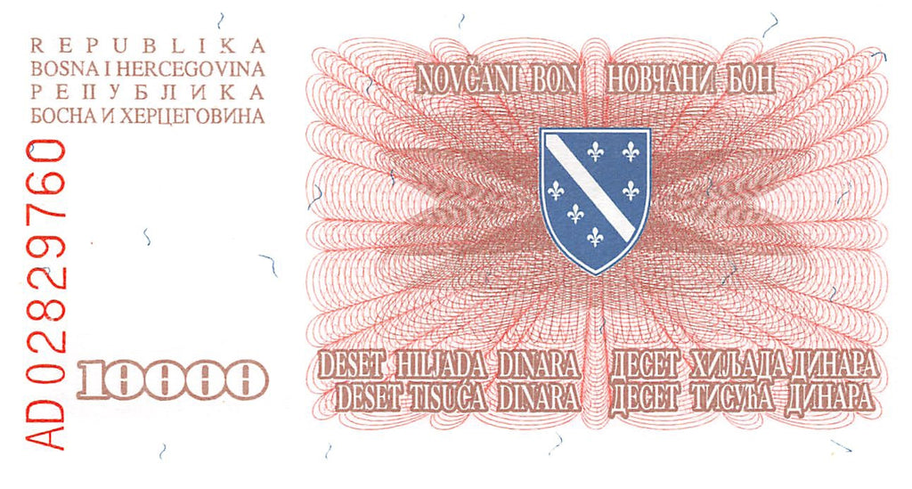 P-017a Bosnië en Herzegovina 10000 Dinara 1993 Unc