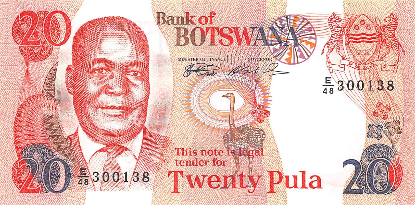 P-21a - Botswana 20 Pula 1999 Unc