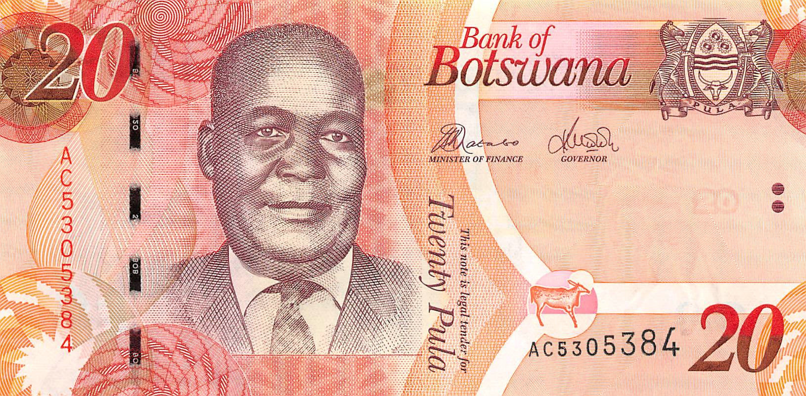 P-31c - Botswana 20 Pula 2012 Unc