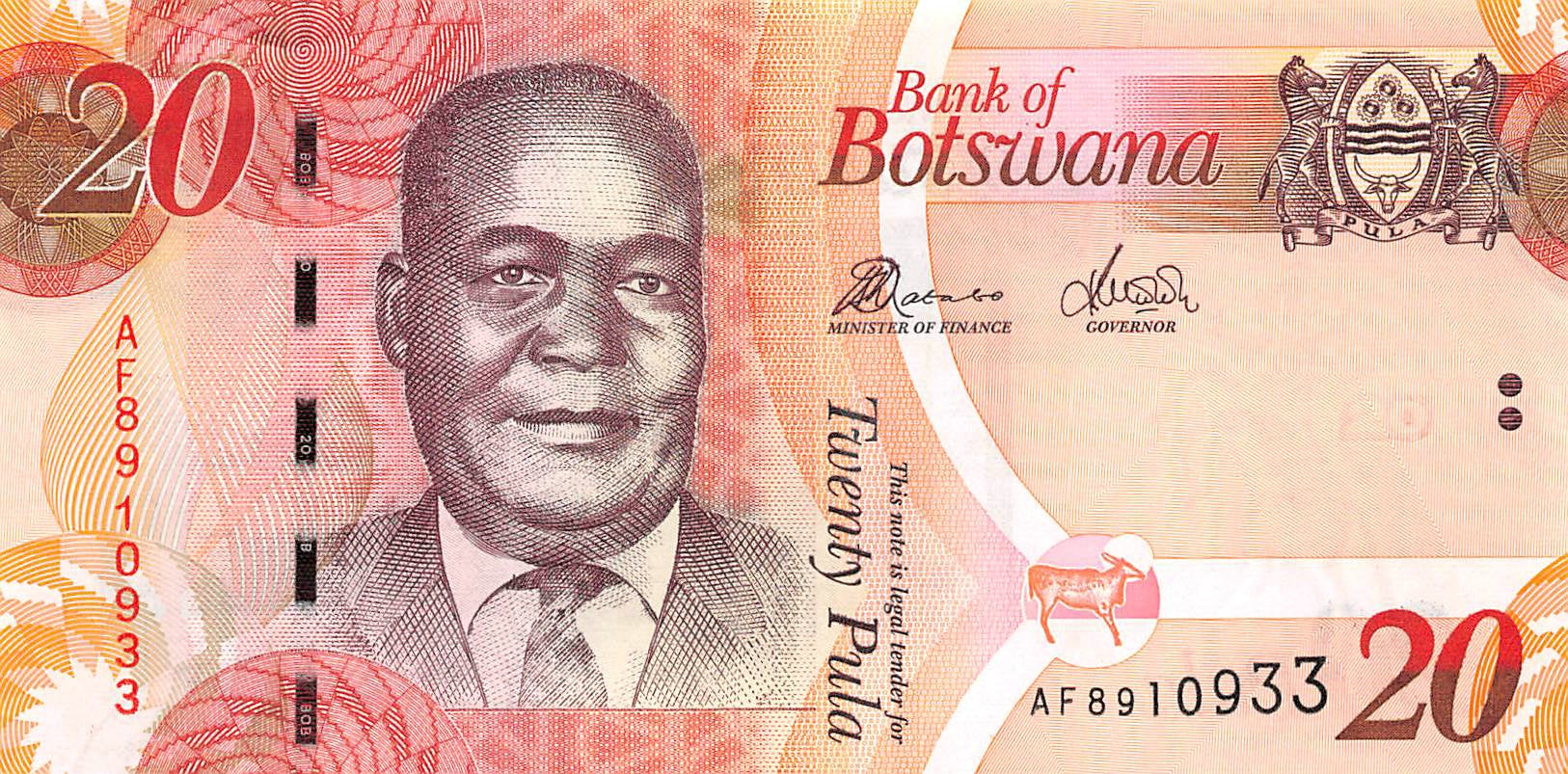 P-31d - Botswana 20 Pula 2014 Unc
