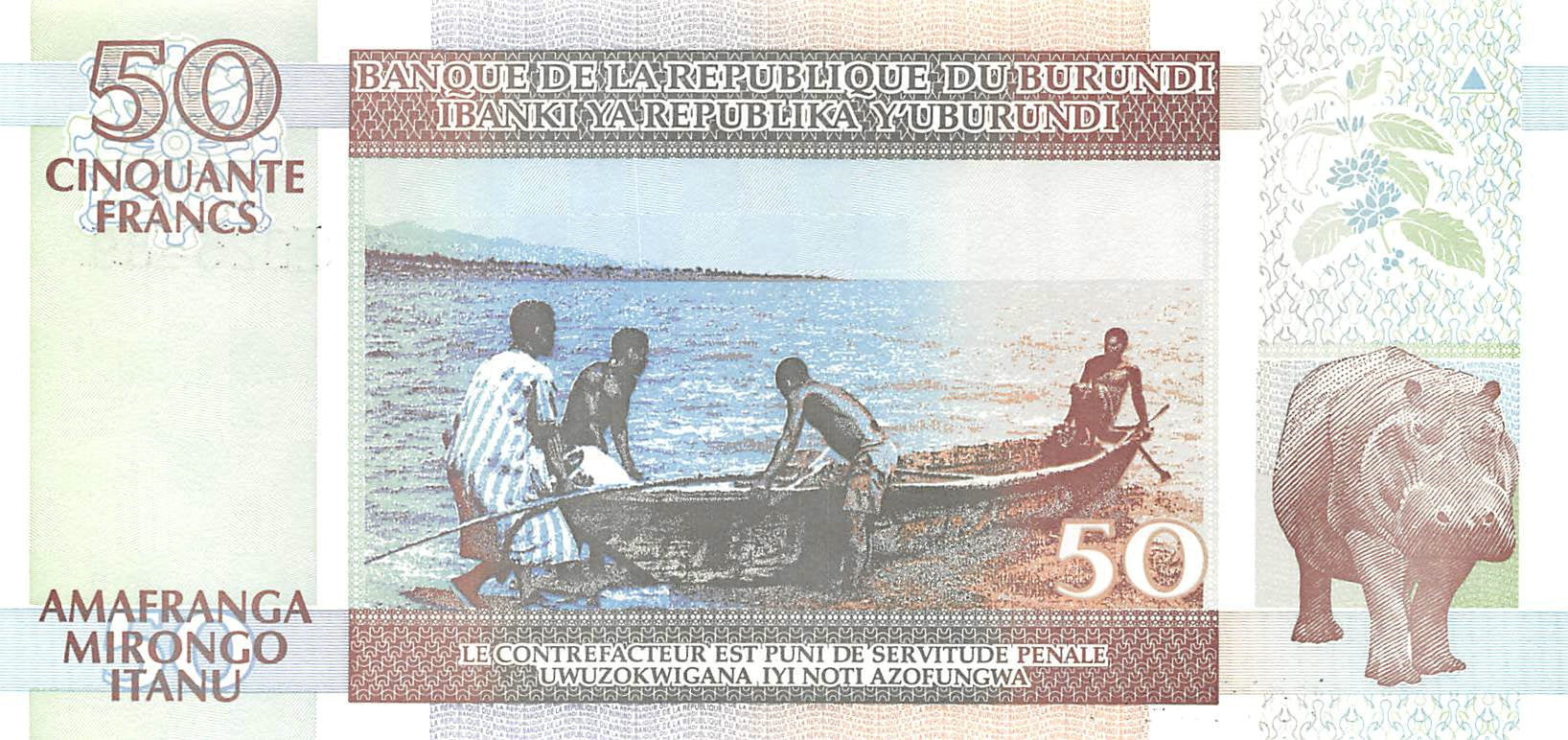 P-36b - Burundi 50 Francs 1999 UNC