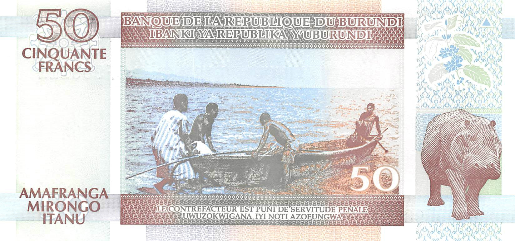 P-36e - Burundi 50 Francs 2005 UNC