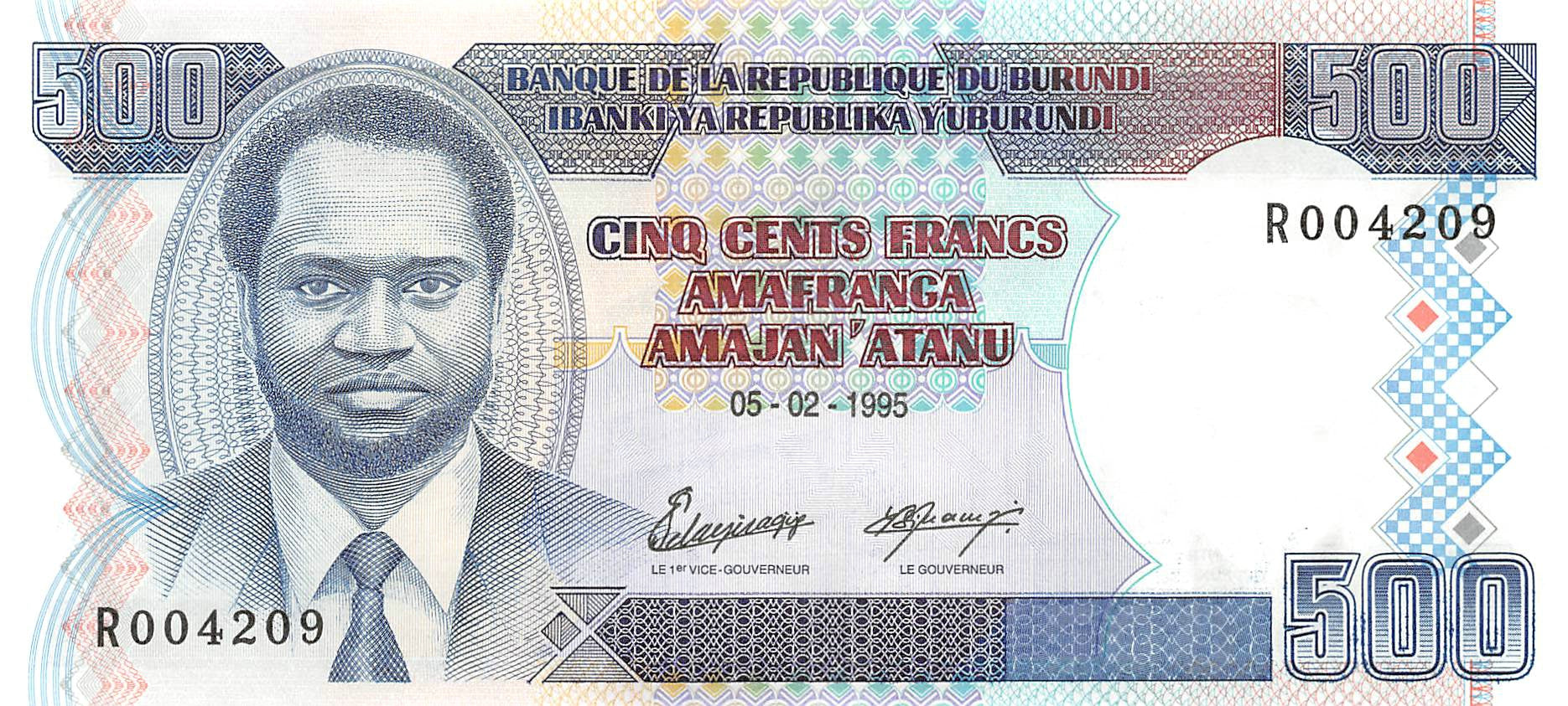 P-37A - Burundi 500 Francs 1995 Unc