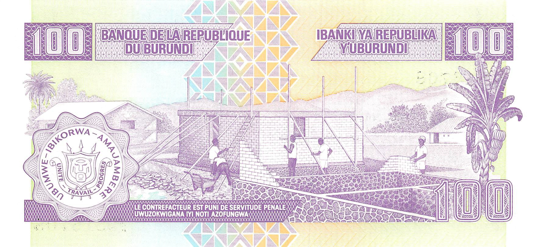 P-37b - Burundi 100 Francs 1997 Unc