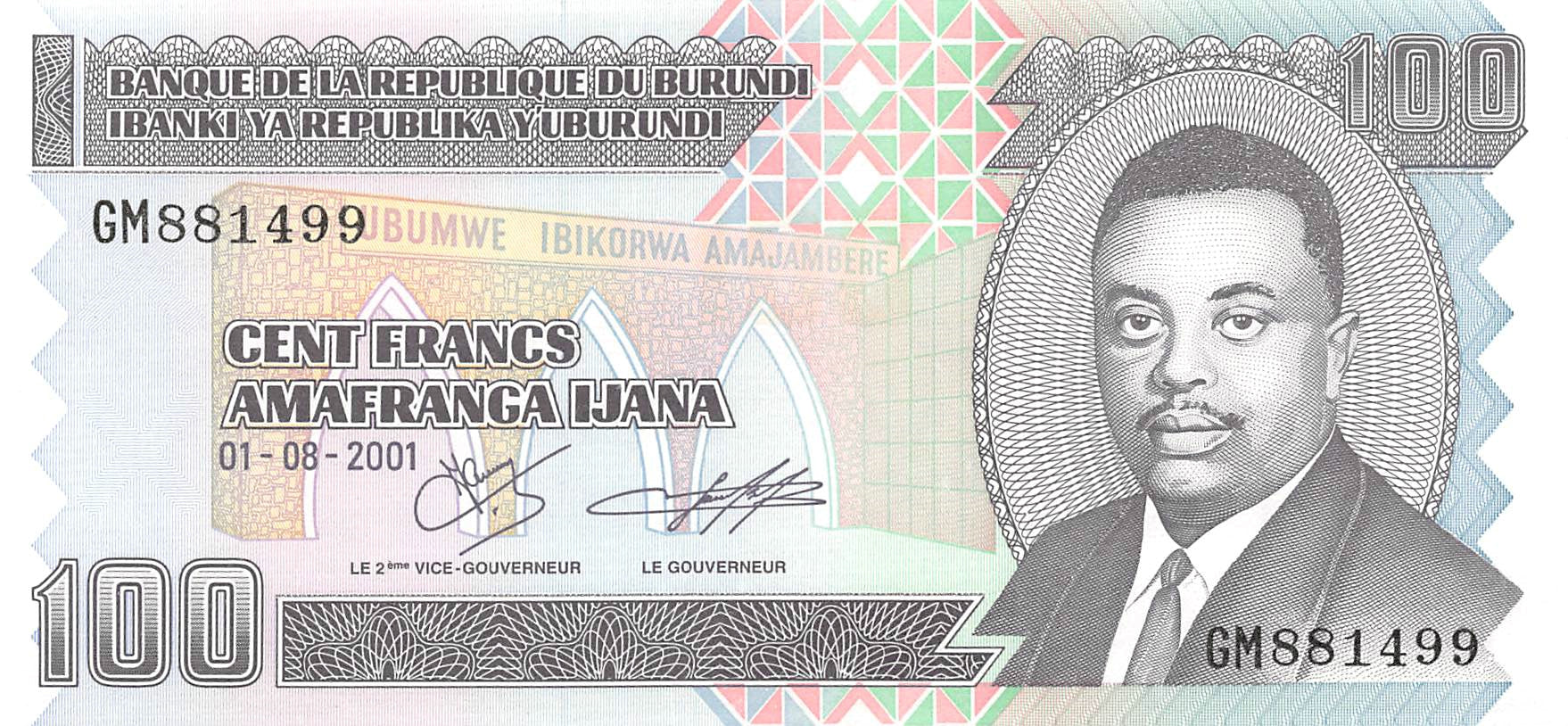 P-37c - Burundi 100 Francs 2001 Unc