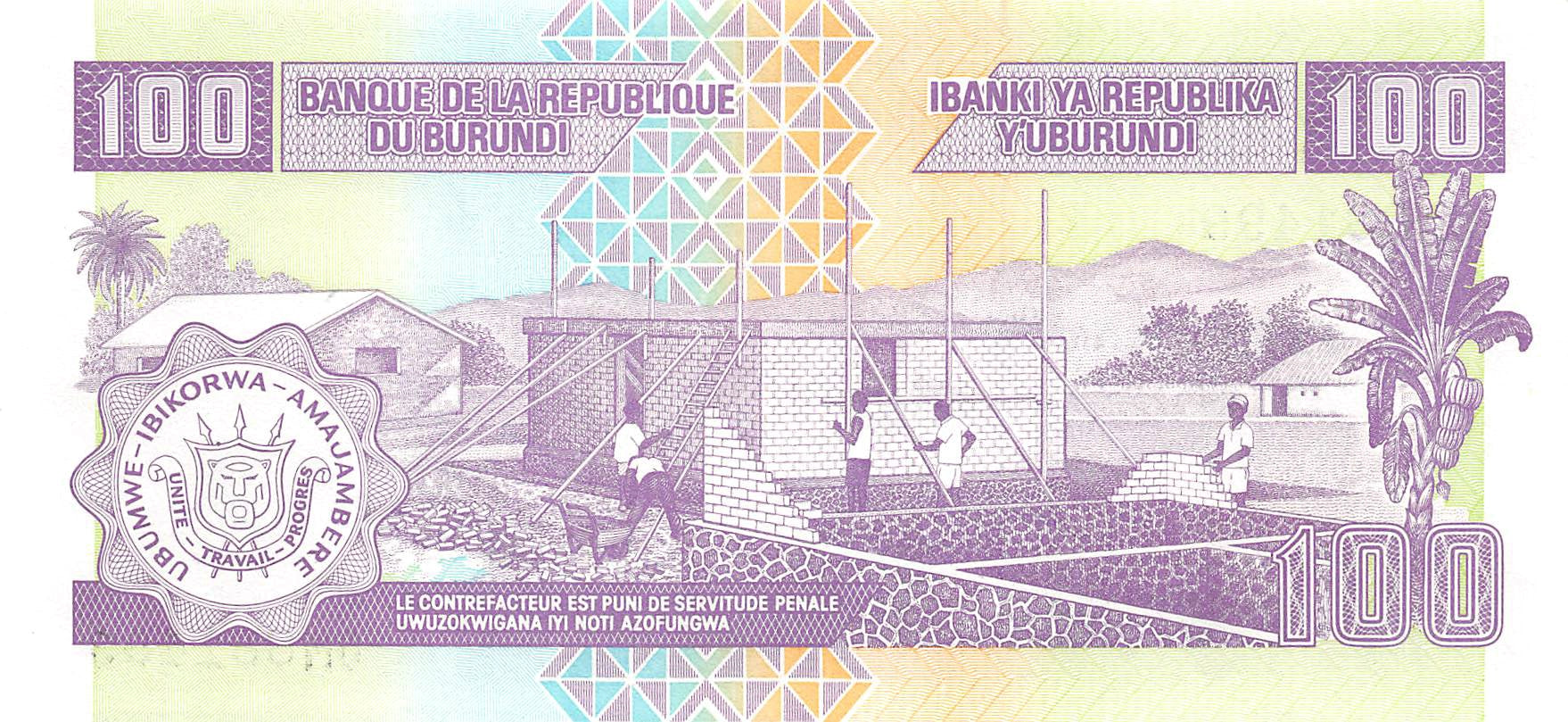 P-37c - Burundi 100 Francs 2001 Unc