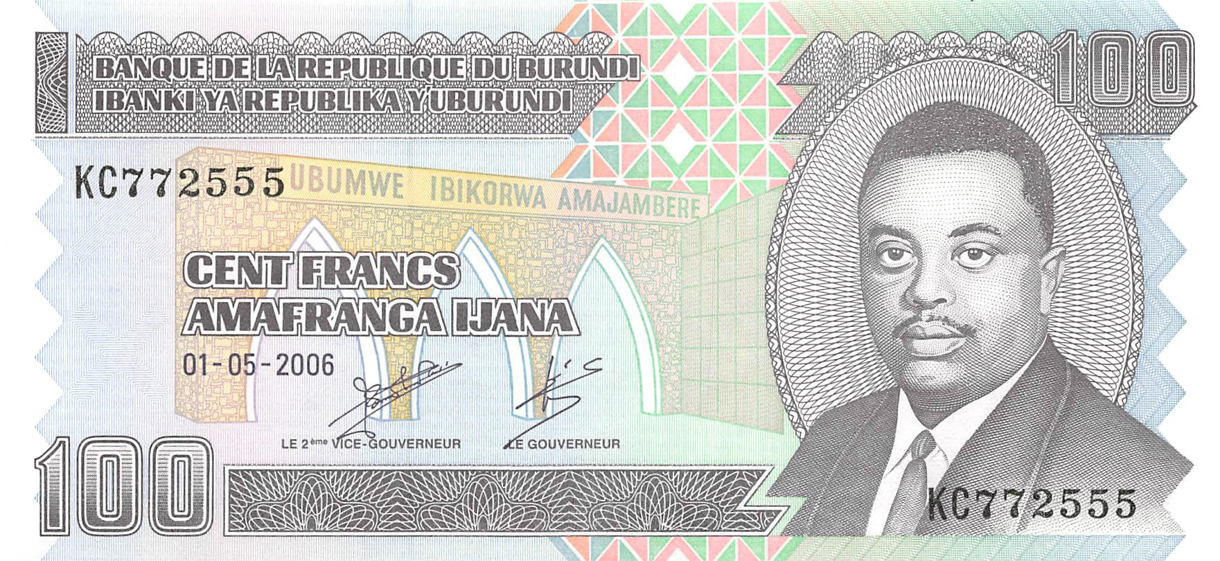 P-37e - Burundi 100 Francs 2006 Unc