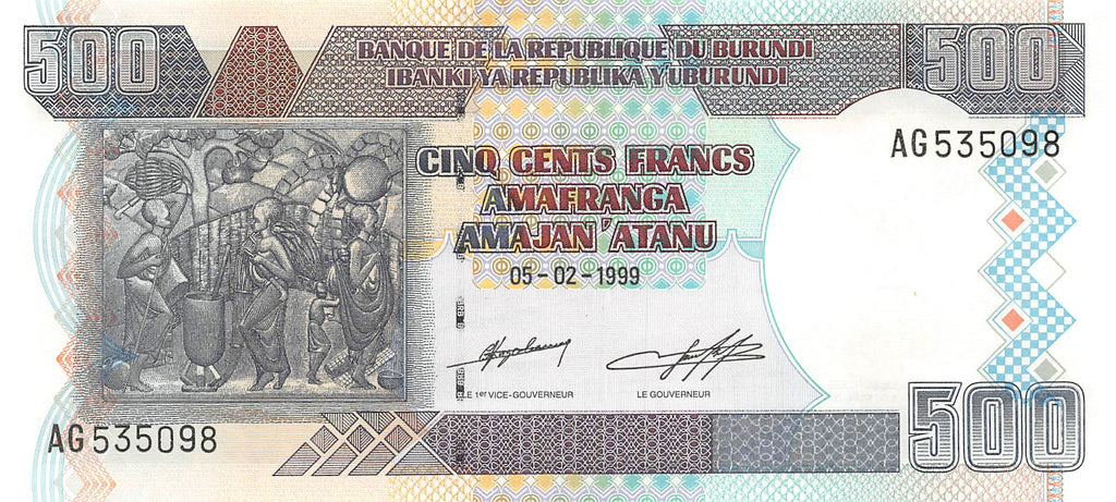 P-38b - Burundi 500 Francs 1999 Unc
