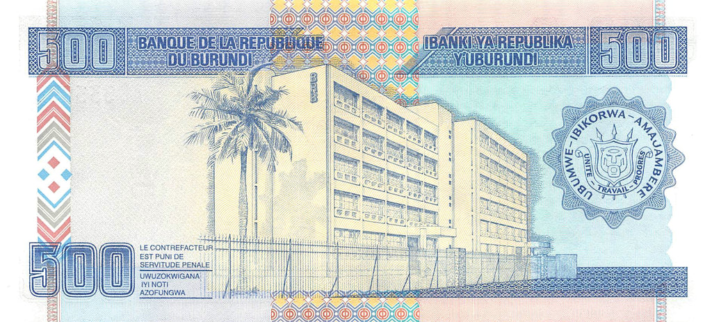P-38b - Burundi 500 Francs 1999 Unc