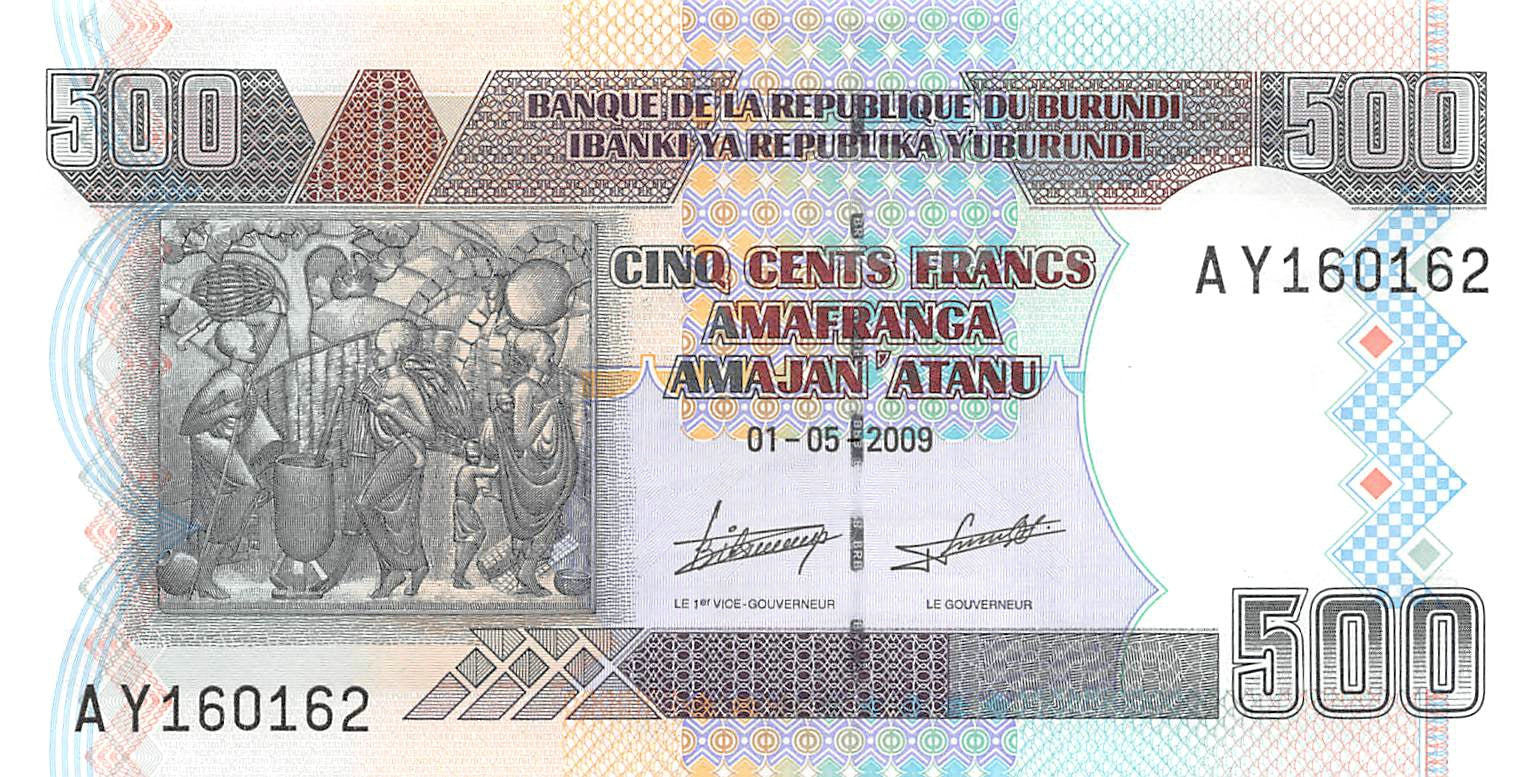 P-45a - Burundi 500 Francs 2009 Unc