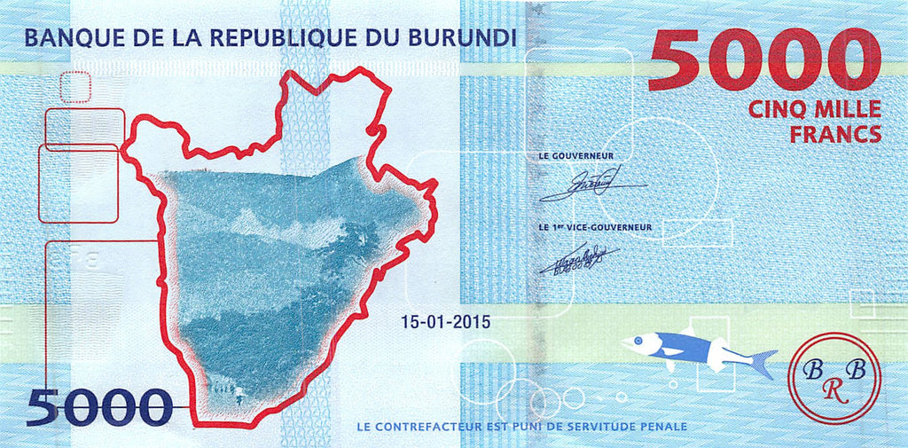 P-53a - Burundi 5000 Francs 2015 Unc