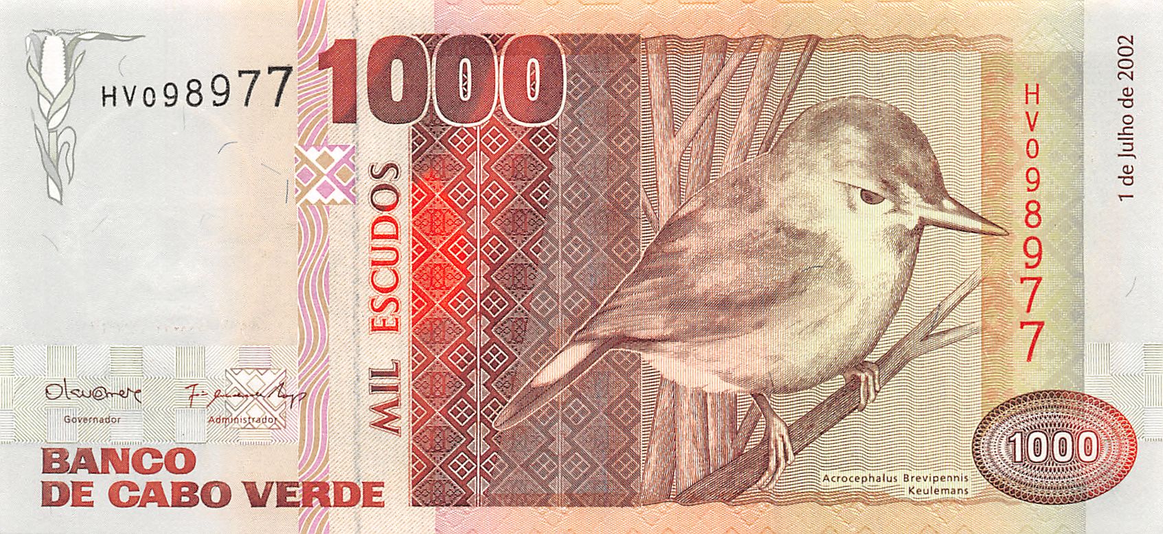 P-65as - Kaapverdië 1000 Escudos 1992 Unc Specimen