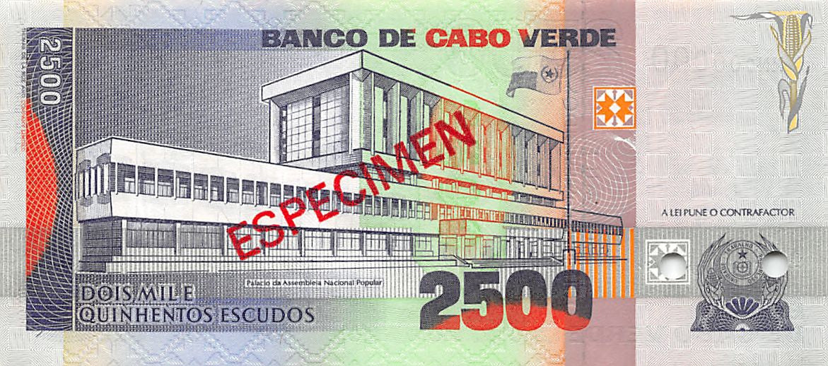 P-61s - Kaapverdië 2500 Escudos 1989 Unc Specimen