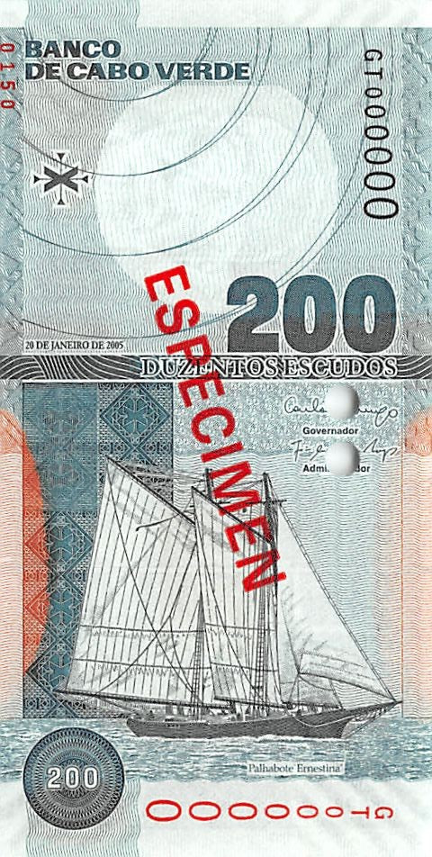 P-68s - Kaapverdië 200 Escudos 2005 Unc Specimen