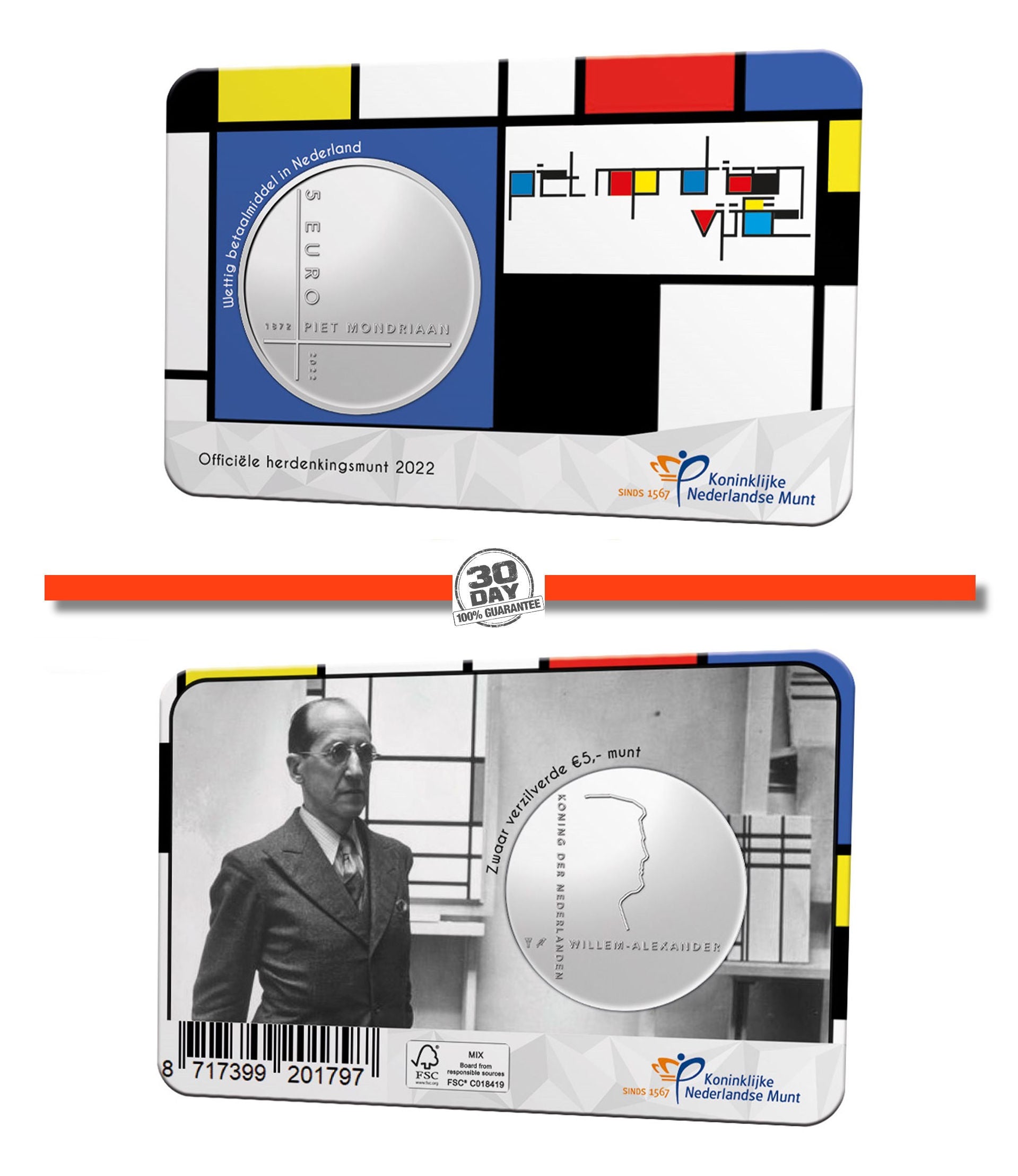 2022 - Nederland 5 Euro Coincard - Piet Mondriaan - UNC