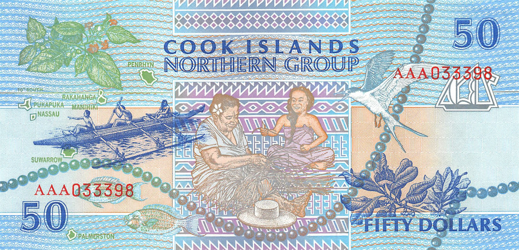 P-10a Cook Islands 50 Dollars 1992 Unc
