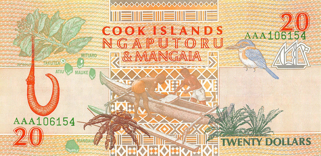 P-09a Cook Islands 20 Dollars 1992 Unc