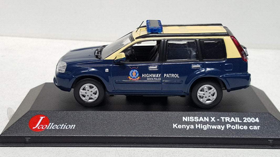 J-Collection Nissan X-Trail Kenya Highway Police Blauw 2004 - Schaal 1:43